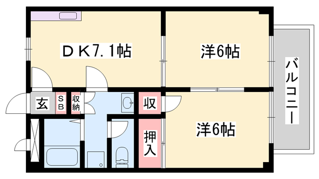 フォレスト(2DK/2階)の間取り写真