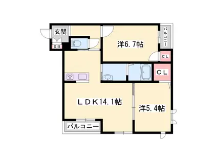 グランコート東加古川(2LDK/3階)の間取り写真
