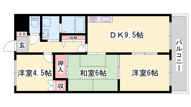 グランチェスタ(3DK/2階)の間取り写真
