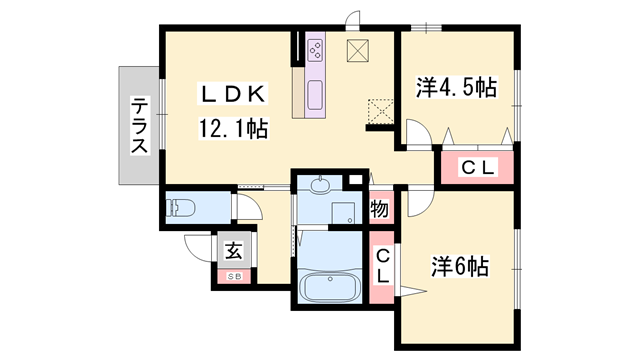 コーポラスイヅツ(2LDK/1階)の間取り写真