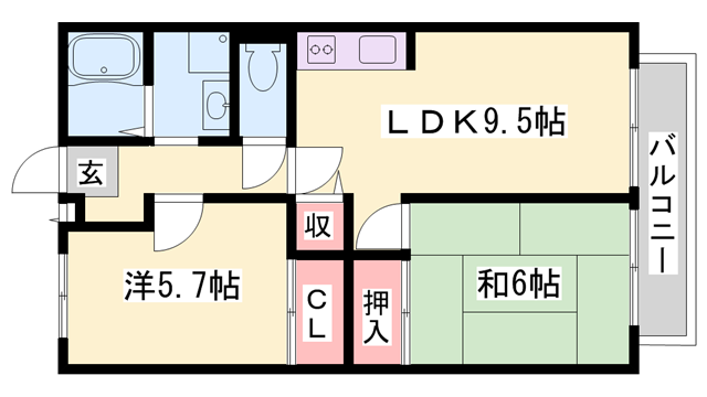 JAサンガーデン高柳(2LDK/2階)の間取り写真