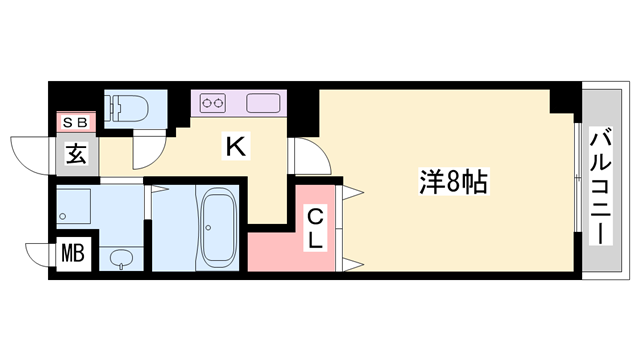 クレストコート加古川(1K/3階)の間取り写真