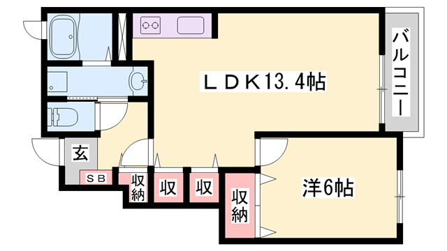 ソレイユ壱番館 A(1LDK/1階)の間取り写真