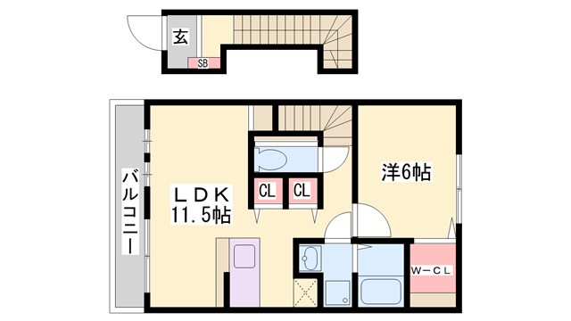 ソレアードⅡ(1LDK/2階)の間取り写真