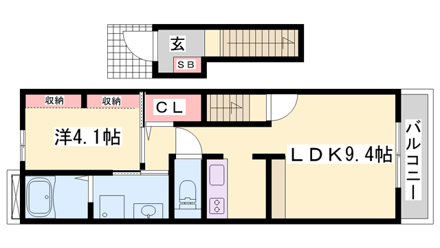 ロマンド(1LDK/2階)の間取り写真