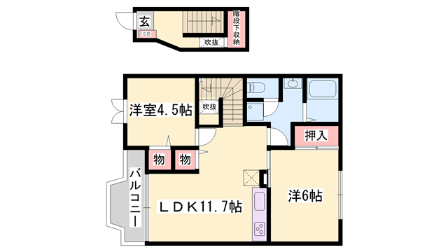 フレンドリー大野(2LDK/2階)の間取り写真
