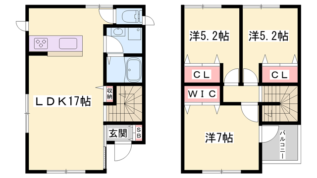 福知山線 三田駅(兵庫) バス乗車時間:41分 横谷バス停で下車 徒歩15分 2階建 築16年(3LDK)の間取り写真