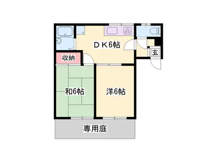 アーバンコート 竜野 B(2DK/2階)の間取り写真