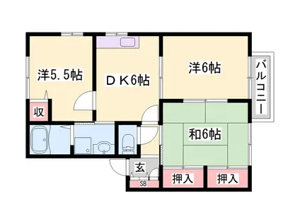 LE HABITAT(3K/2階)の間取り写真