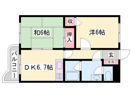 メゾン・DE・OK(2DK/2階)の間取り写真