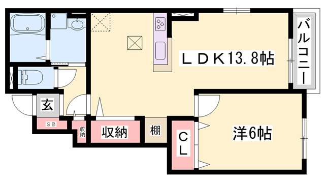 エステート社Ⅰ(1LDK/1階)の間取り写真