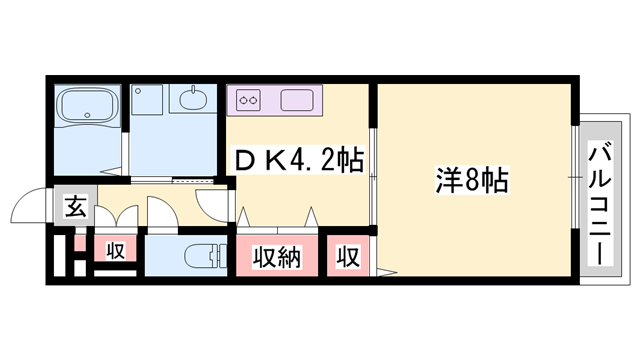 アドラブール夢(1DK/1階)の間取り写真