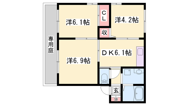 フレグランスアガ(3DK/1階)の間取り写真