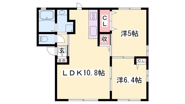 フォーレス余部(2LDK/1階)の間取り写真