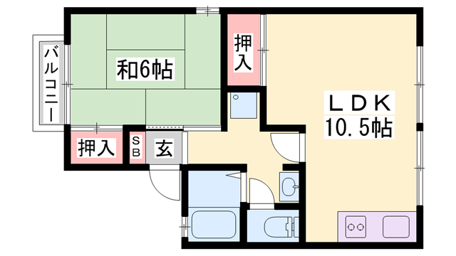 セジュール向山(1LDK/2階)の間取り写真