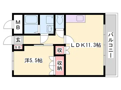 ビラージュ新野辺(1LDK/1階)の間取り写真