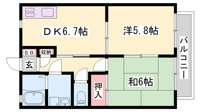 フォルステン・ドルフ A棟(2DK/2階)の間取り写真