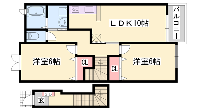 シャトレーゼ(2LDK/2階)の間取り写真