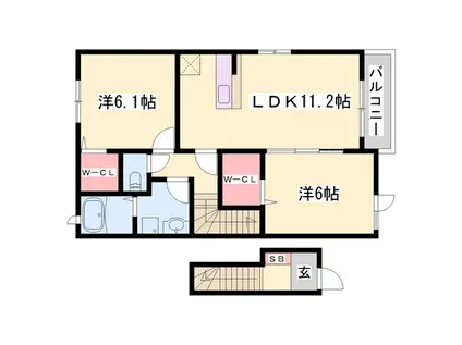 グレース六番館(2LDK/2階)の間取り写真