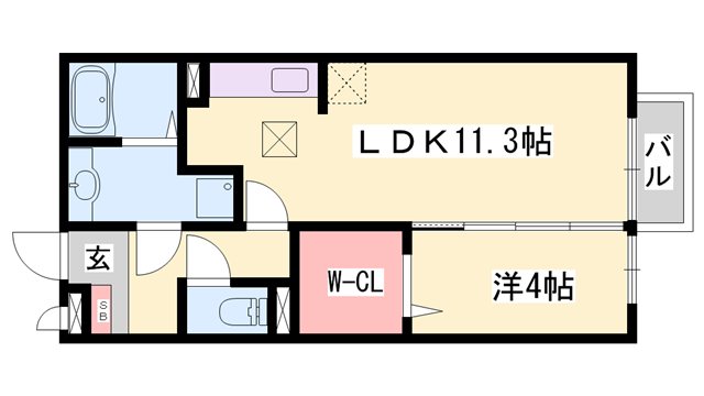 サンシャイン砥堀(1LDK/2階)の間取り写真