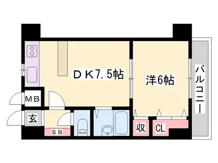 D-スクウェア加古川(1DK/4階)の間取り写真