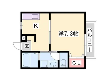 ヌーベル龍野(1K/2階)の間取り写真