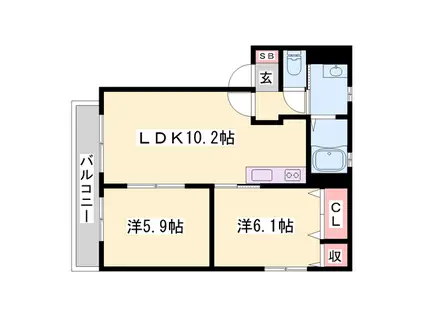 カーサ・チェレステ(2LDK/1階)の間取り写真