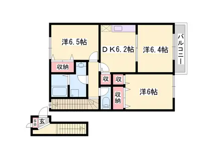 サンエイトB(3DK/2階)の間取り写真