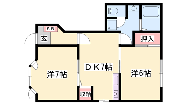 シャルマン東南Ⅰ(2DK/1階)の間取り写真