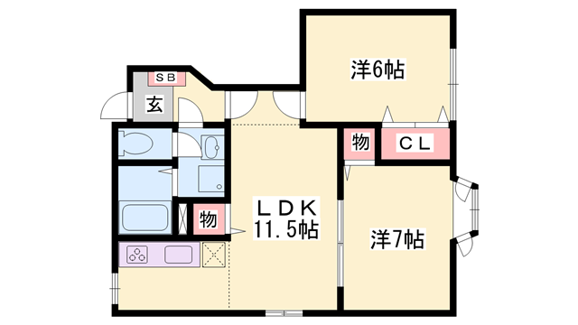 ルーラル・タウンB(2LDK/1階)の間取り写真