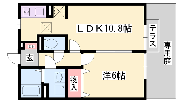 プラシード(1LDK/1階)の間取り写真