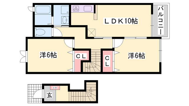 プラムガーデンハウス(2LDK/2階)の間取り写真