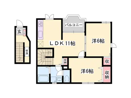 はくや西高洲(2LDK/2階)の間取り写真