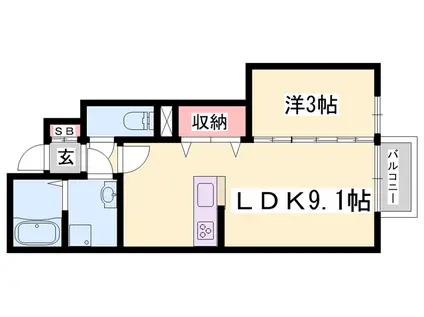 サンコート山水(1LDK/1階)の間取り写真