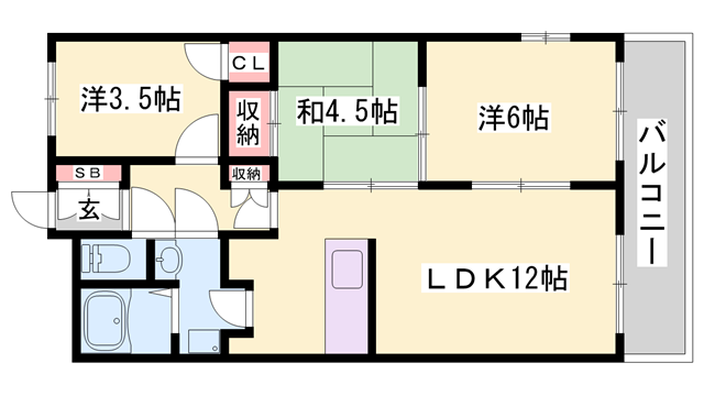 ロイヤルメゾン富士(3LDK/1階)の間取り写真