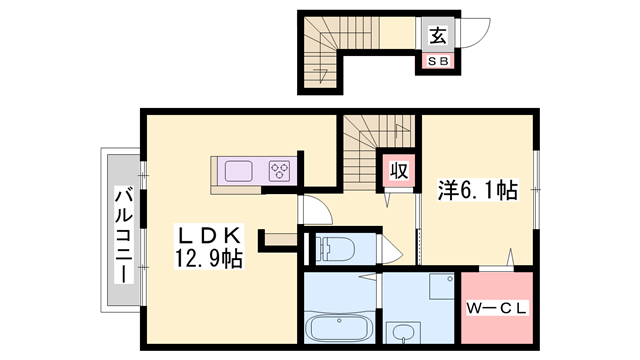 グランクレール自由が丘(1LDK/2階)の間取り写真