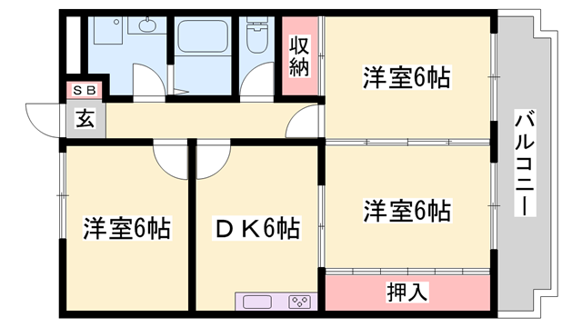 エクセレント・メゾン(3DK/2階)の間取り写真