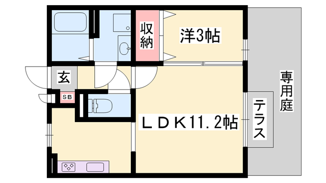 サンライズ城南(1LDK/1階)の間取り写真