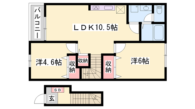 1&3アベニュー C棟(2LDK/2階)の間取り写真