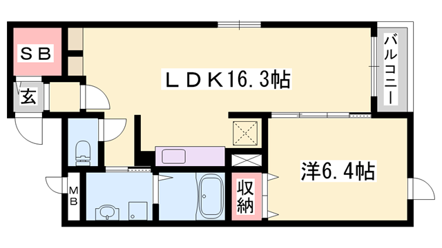 グランアウローラⅧ(1LDK/2階)の間取り写真
