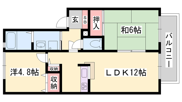 ディアス宮脇(2LDK/2階)の間取り写真