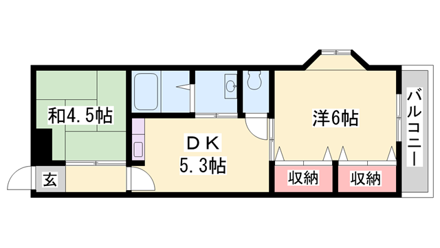 トラミッド 友栄(2DK/2階)の間取り写真