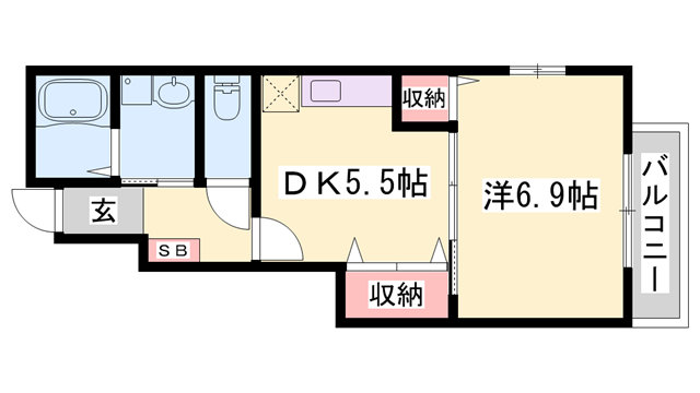 ソレイユ(1DK/1階)の間取り写真