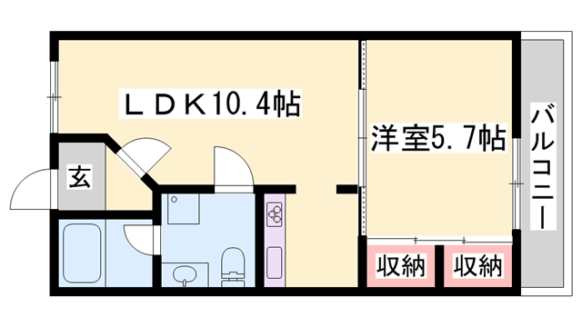 キャッスルコート南八代(1LDK/2階)の間取り写真