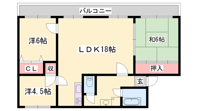 アルテハイム姫路(3LDK/1階)の間取り写真