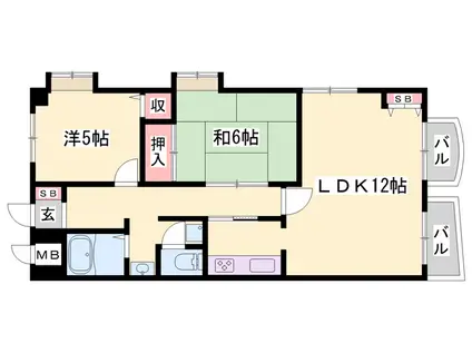 ロイヤルコーポ姫路北条(2LDK/1階)の間取り写真