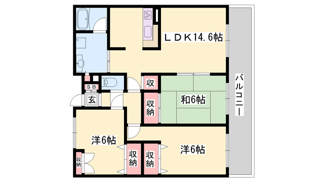 ロイヤルメゾン草上(3LDK/2階)の間取り写真