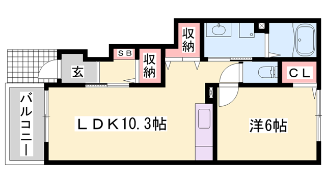 メルベイユテリトワールパルフェ(1LDK/1階)の間取り写真