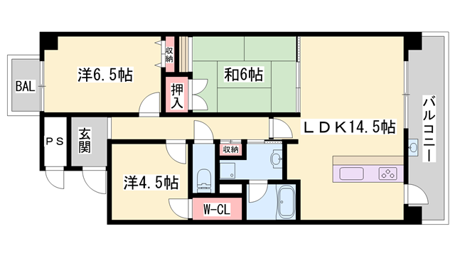 アゴラオーキッド富永(3LDK/5階)の間取り写真
