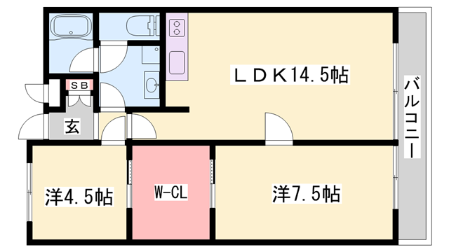 サンコミュニティー(2LDK/1階)の間取り写真